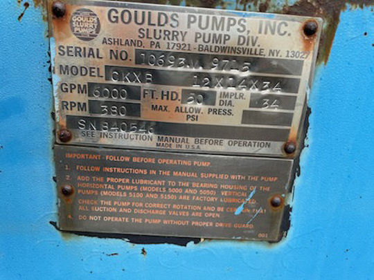 Picture of GOULDS / MORRIS  SLURRY PUMP MODEL CKXB 12X14-34